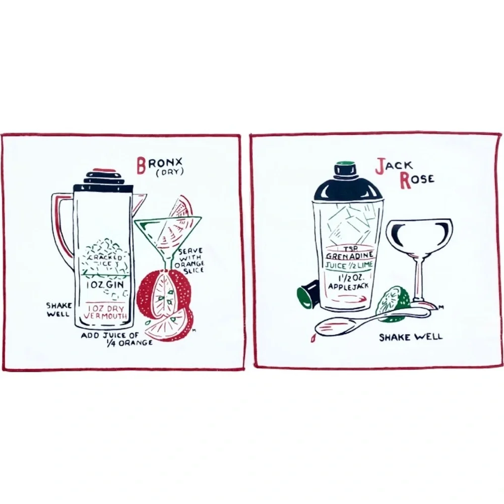 Pair Estelle & Alvin’s Restoration Hardware Cocktail Recipe Napkins